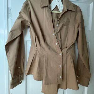 Veronica Beard Rosamund Shirt Size 2. Asymmetrical khaki NWT.